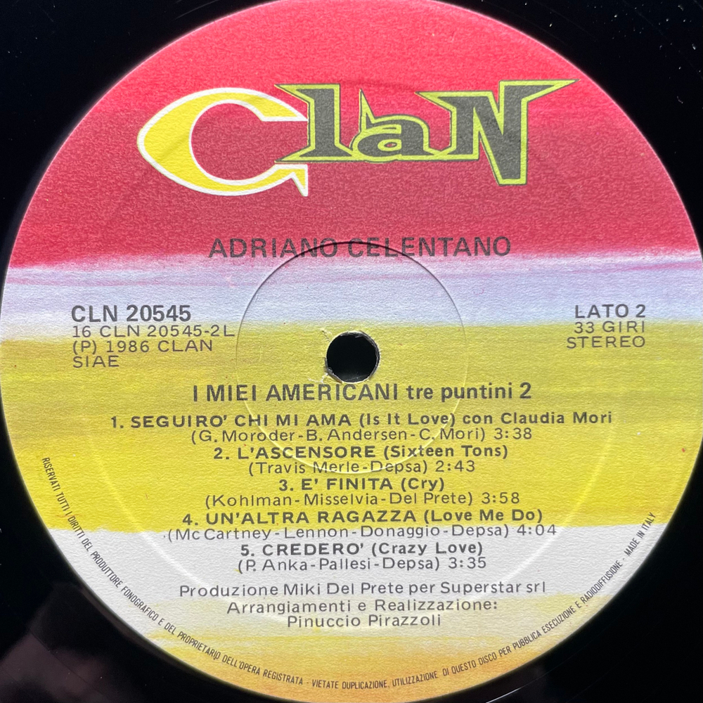 Adriano Celentano ‎– I Miei Americani 2 (Италия 1986г.)