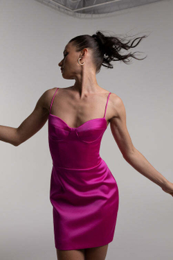 Платье мини из сатина