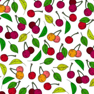 вишни на белом фоне