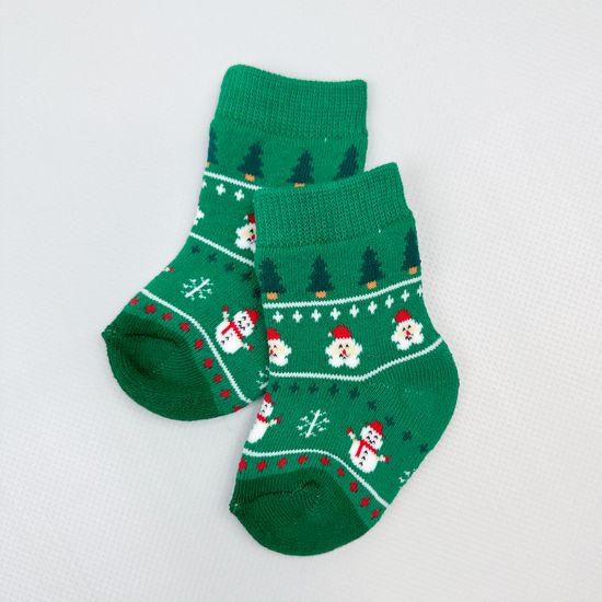 Носочки махровые Новогодние, Зеленые