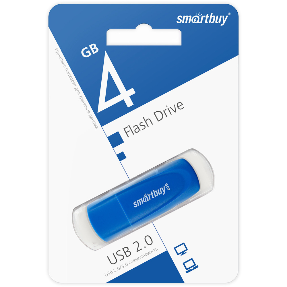 USB Флешка 4GB SmartBuy Drive, USB 2.0, синяя
