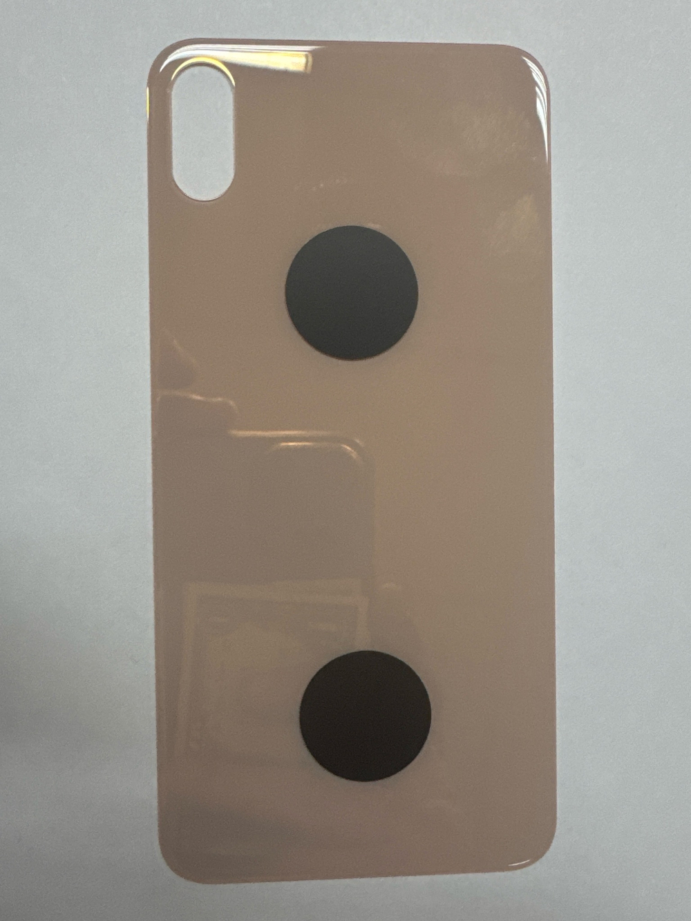 Задняя крышка для iPhone Xs Max Золото (стекло, широкий вырез под камеру, логотип) - Премиум