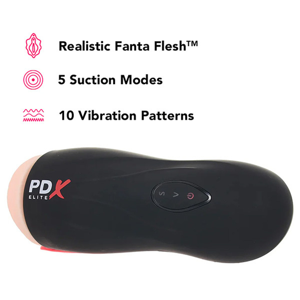 Автоматический мастурбатор-вагина с языком PipeDream PDX Elite Fuck-O-Matic Auto Suction Stroker RD540