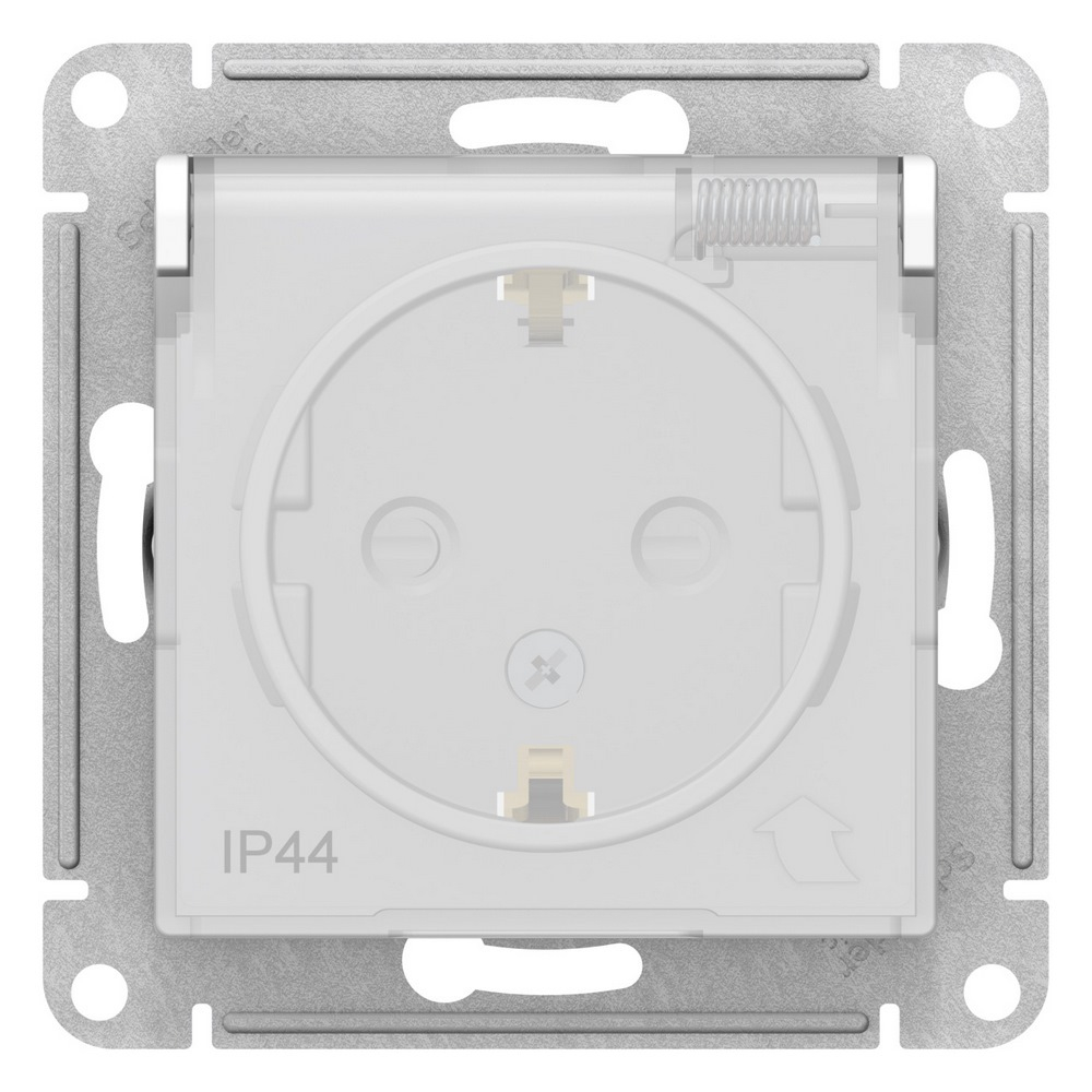 ATLASDESIGN AQUA РОЗЕТКА с заземл. со шт. с прозрач. крышк.,16А, IP44, мех,БЕЛЫЙ ATN440146