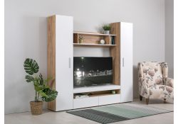 Гостиная Альба дуб золотой (craft) / белый премиум комплектация 2