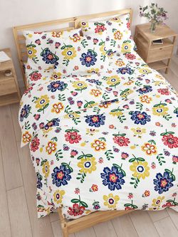 Постельное белье Полисатин Simple House "Цветы" 1,5-сп Наволочка 50х70 см 1 шт Простынь на резинке 90x200 см Пододеяльник 145x215 см