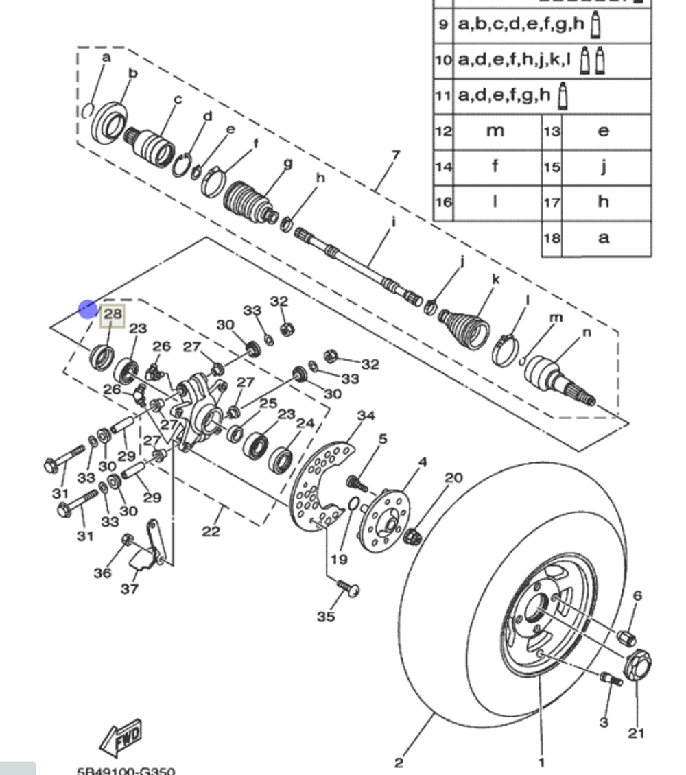 Сальник ступицы Yamaha Rhino