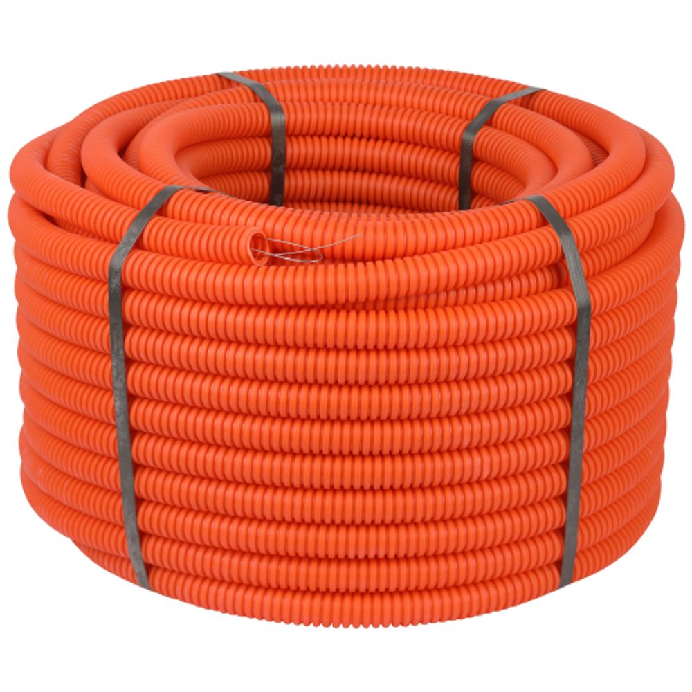 Труба гофрированная ПНД ЭРА GOFR-25-50-HD-OR легкая оранжевая безгалогенная (HF) d 25мм с зондом 50м | Трубы гофрированные ПНД