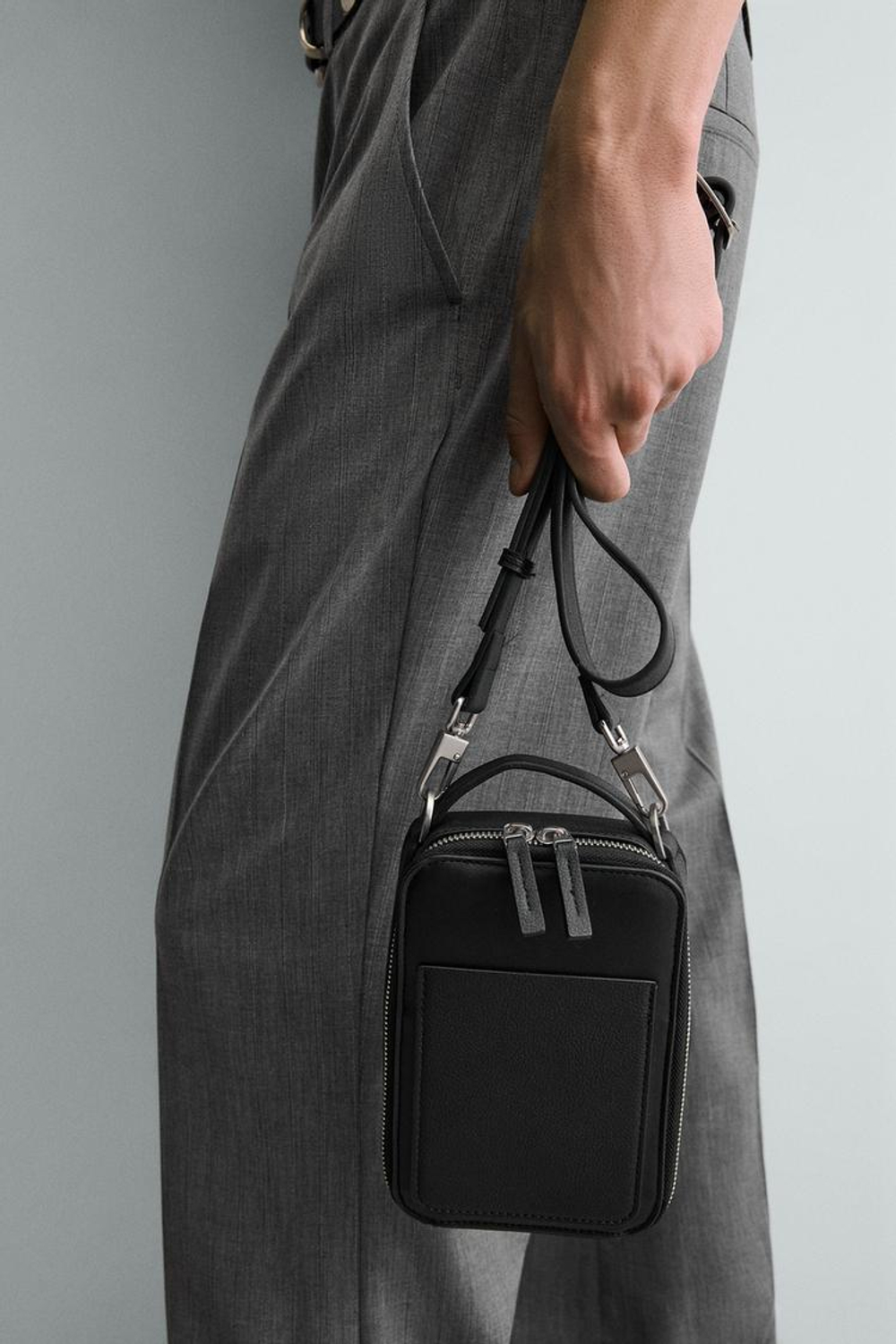 ZARA ВЕРТИКАЛЬНАЯ СУМКА С ТЕКСТУРОЙ, ЧЕРНЫЙ