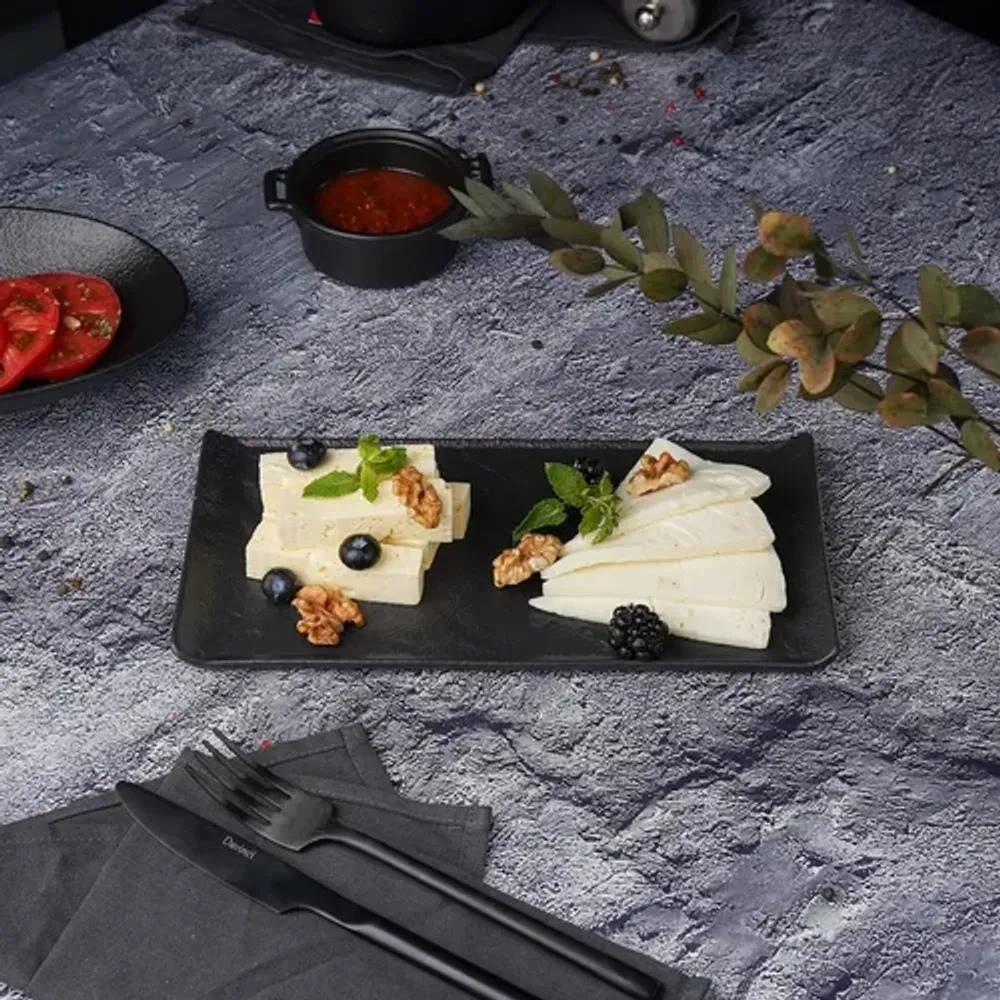 Блюдо прямоугольное 26*13 см h1,6 см с бортами Side Up2 Black Raw Stellar P.L. Proff Cuisine [4]