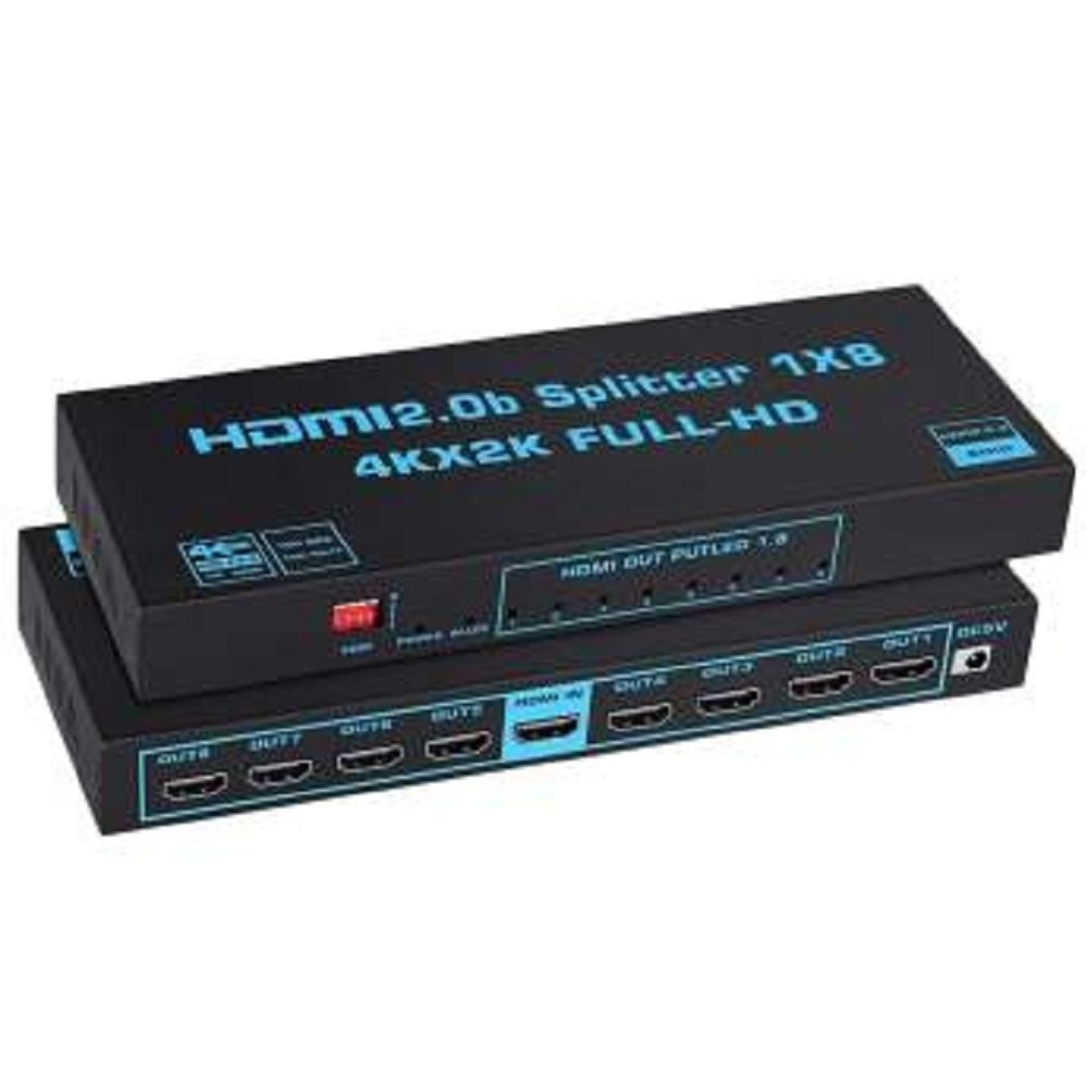Разветвители и преобразователи видеосигнала ORIENT HSP0108HL-2.0, HDMI разветвитель 1-&gt;8, UHD 4K / 60Гц (3840x2160), HDR10, HDMI 2.0b, 18 Гбит / с, HDCP 2.2, EDID управление, внешний БП 5В / 3А, метал.корпус (33254)