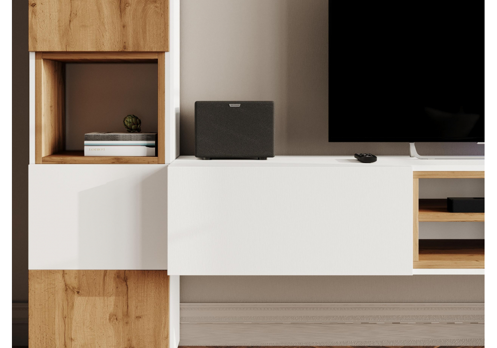 ТВ-тумба Woodville Лонгфорд белый, дуб вотан