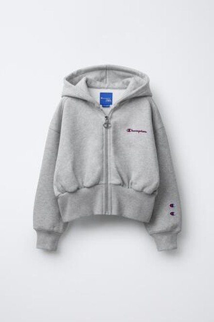 ZARA X CHAMPION ® ТОЛСТОВКА НА МОЛНИИ С НАДПИСЬЮ, СЕРЫЙ МЕЛАНЖ