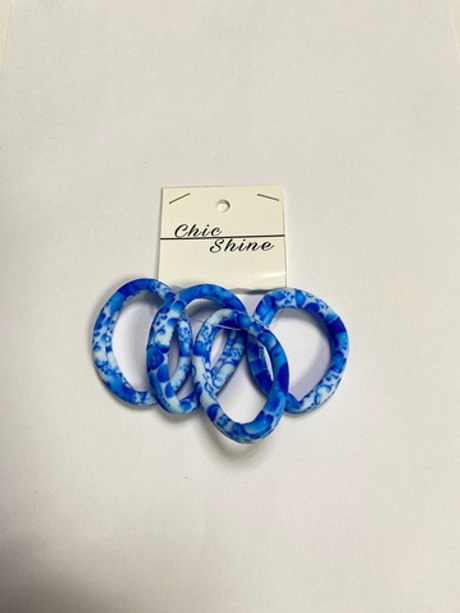 Резинки для волос "Цветочный орнамент", голубые цветы, 5 см. (4 шт.)