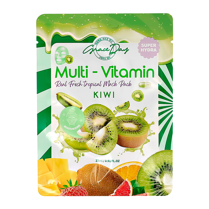 Маска тканевая для лица Grace Day Multi-vitamin Kiwi Mask Pack с Поливитаминами и экстрактом киви 27 мл