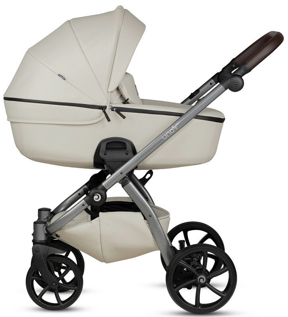 Детская коляска Tutis Uno 5 Plus Leather collection 3 в 1 с автокреслом Elo Lux EduSky Black 1402168 Black Sesame