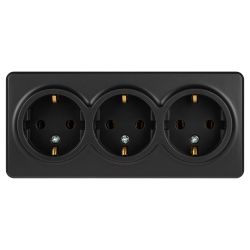 Розетка ЭРА Эксперт 11-2208-05 тройная с заземлением 3х2P+E Schuko IP20 16A-250В ОУ антрацит