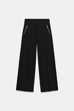 ZARA БРЮКИ С КАРМАНАМИ НА МОЛНИИ, ЧЕРНЫЙ