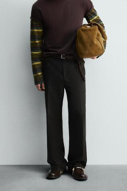 ZARA БРЮКИ FLARE FIT - LIMITED EDITION, ЗЕЛЕНОВАТЫЙ