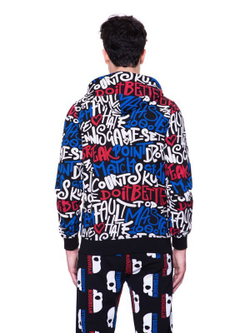 Мужская теннисная кофта Hydrogen Graffiti FZ Hoodie Man - черный