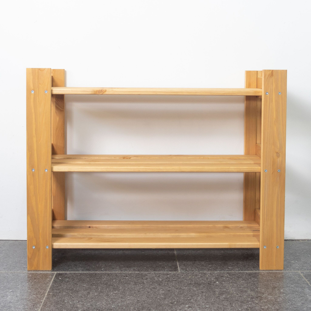 Обувница 50 см Альберт напольный, натуральный бейц / стеллаж на балкон, для рассады из массива сосны