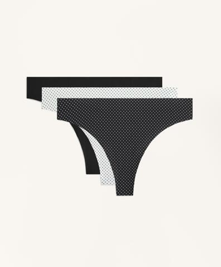 OYSHO Набор из трех пар трусиков-стрингов из полиамидной смеси, черный