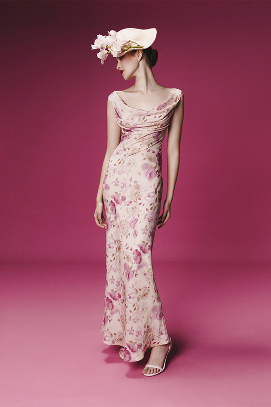 Платье макси из сатина с цветочным принтом