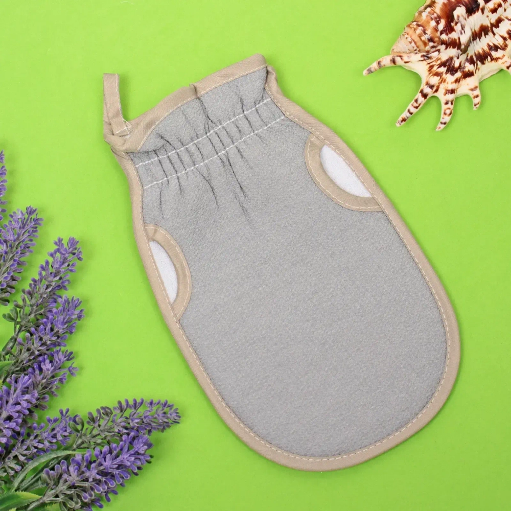 Мочалка - варежка скрабирующая «Premium - Paradise», цвет серый, 22*14см (ZIP пакет)