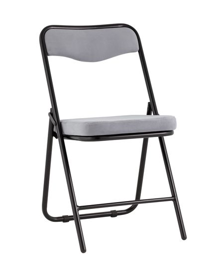 Складной стул Джонни велюр серый каркас черный матовый