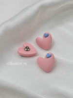 Пуговицы сердечки пластиковые розовые