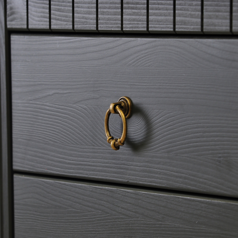 Комод Неаполь из натурального дерева с 5-ю ящиками, серый