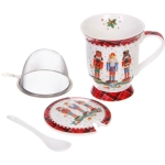 Кружка керамическая 300мл «Щелкунчик» с крышкой и ситечком в подарочной коробке