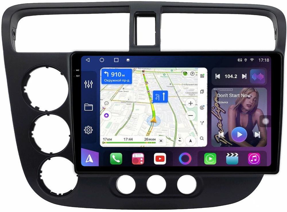 Магнитола для Honda Civic 7 2001-2005 левый руль - FarCar BM9-2K-9662L монитор 9.5" 2K QLED на Android 14, TS10, 4+32Гб, CarPlay, 4G SIM-слот