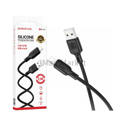 Зарядный кабель Borofone BX113, USB-A - Lightning, 2.4A, 18W, 2 м, черный
