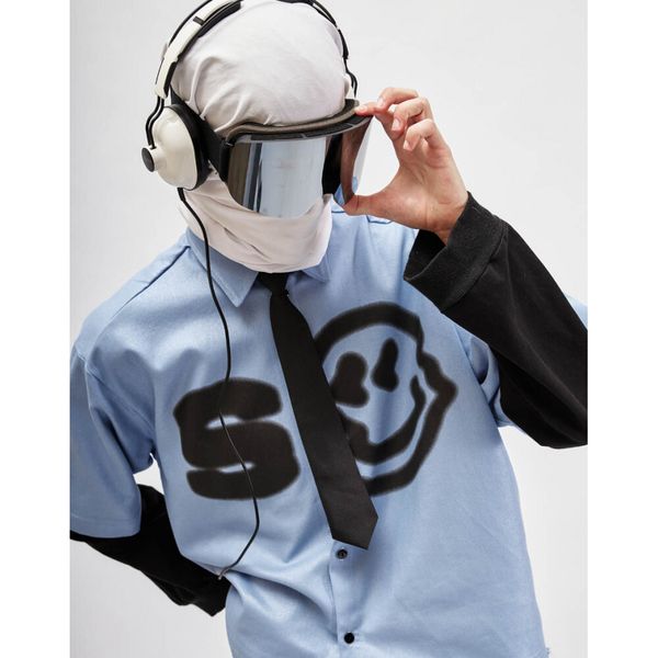 Рубашка Smile укороченная голубая - фото 4