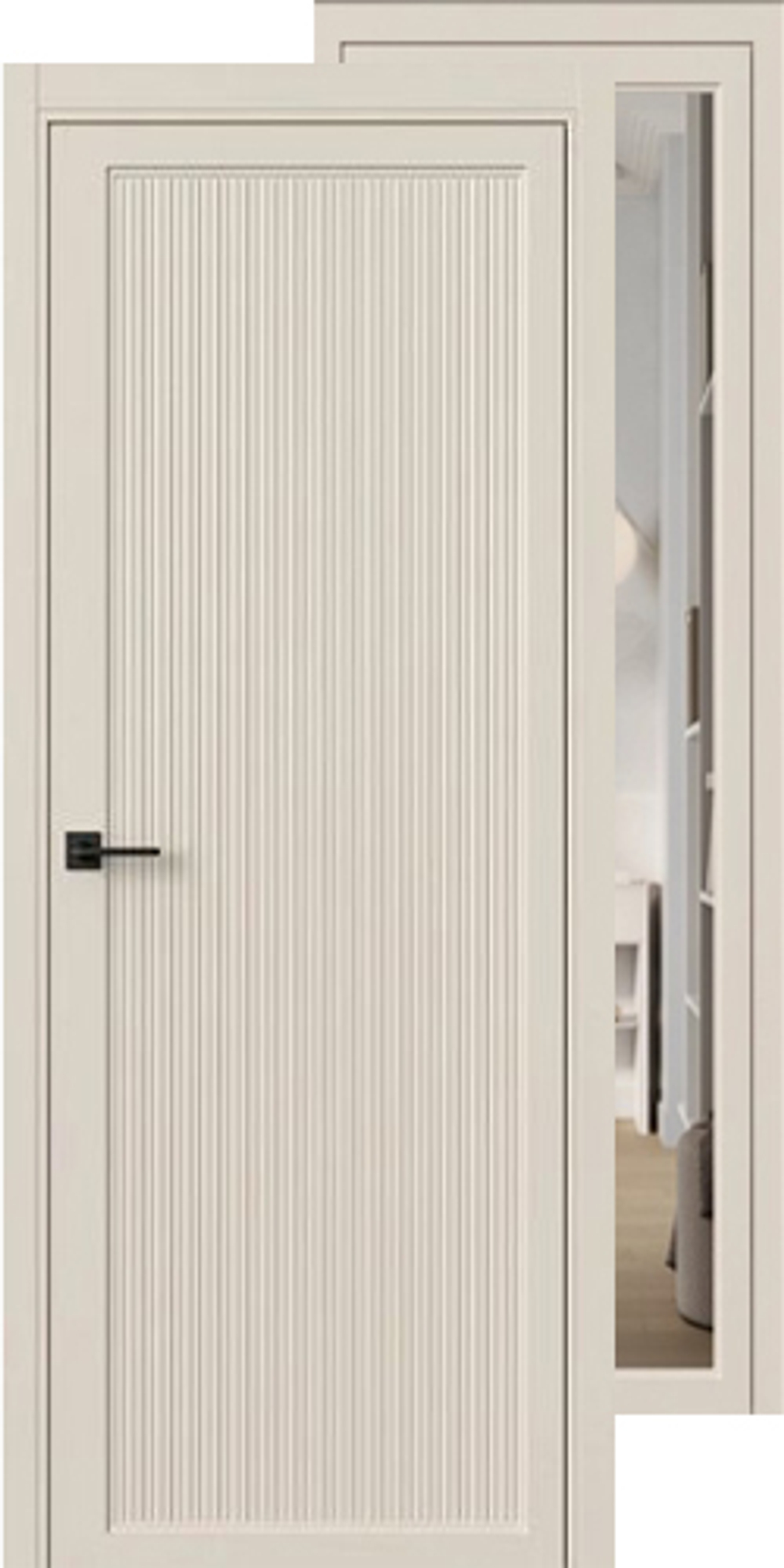 Межкомнатная дверь Фрамир Twin 4 Tempo PG/PO Зеркало бесцветное (двустороннее полотно) Пралине