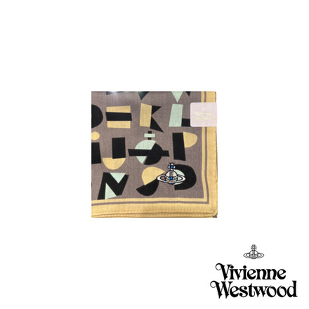 VIVIENNE WESTWOOD ПЛАТОК СЕРЫЙ С ПРИНТОМ И ВЫШИВКОЙ ЛОГОТИПА
