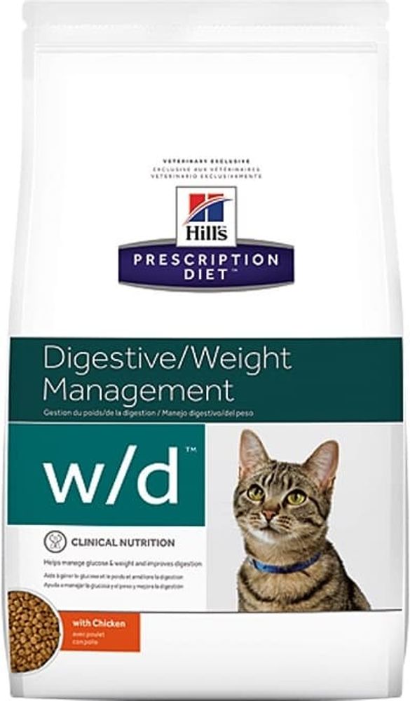 Hill's PD w/d Digestive/Weight Management 5кг диет.корм д/кошек (подд. веса при диабете, заб. ЖКТ)