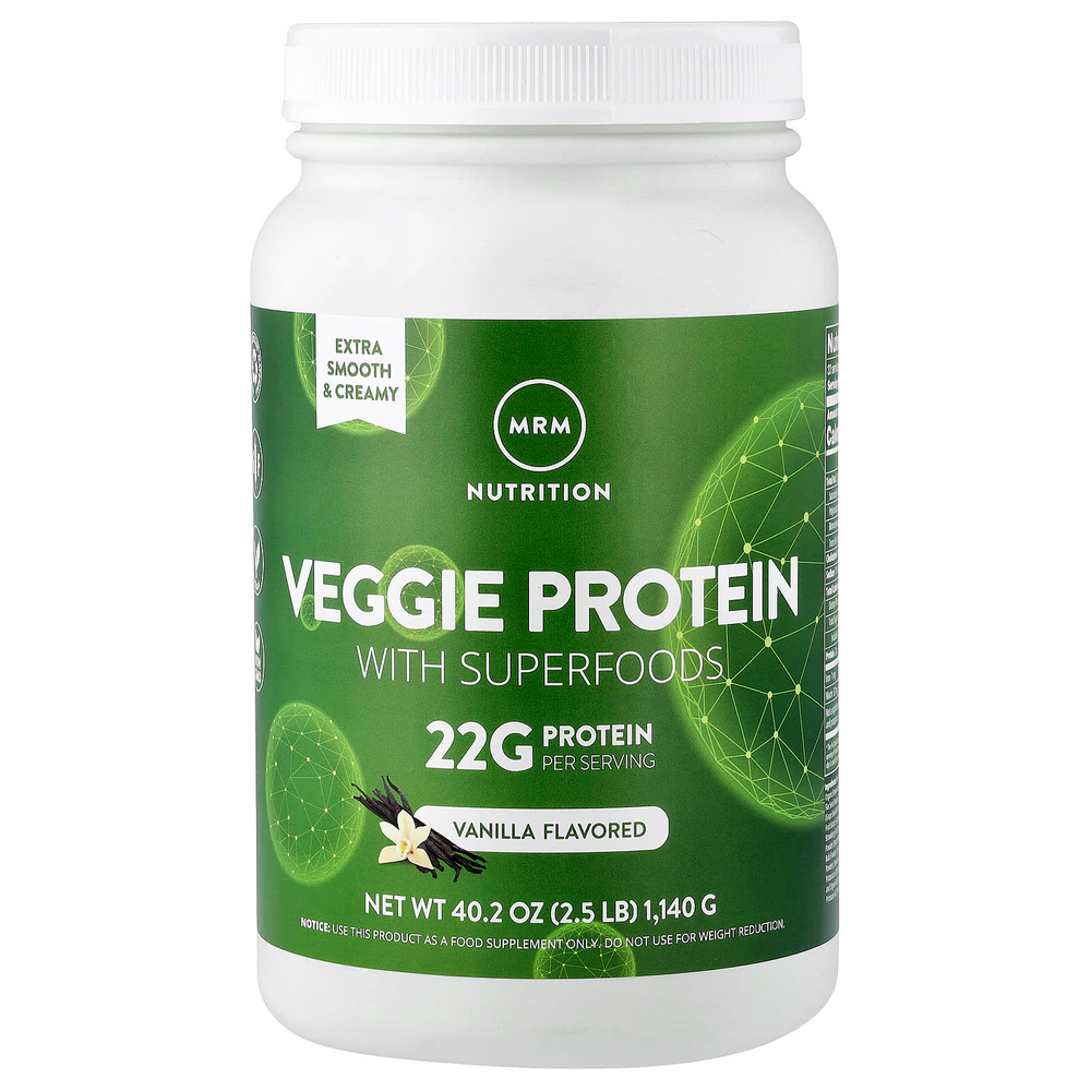 MRM Nutrition, Растительный протеин с суперфудами, ваниль, 1140 г (2,5 фунта)