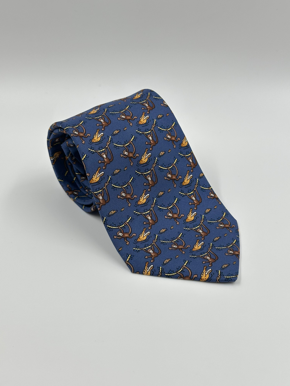 Галстук синий с обезьянами Hermes