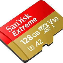 Карта памяти SanDisk Extreme microSDXC 128GB + SD Adapter 160МB/s, Class 10 UHS-I U3 (SDSQXA1-128G-GN6MA)