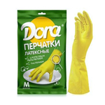 Перчатки латексные Dora с хлопковым напылением "Универсальные" Цвет перчатки: Желтый, Размер L