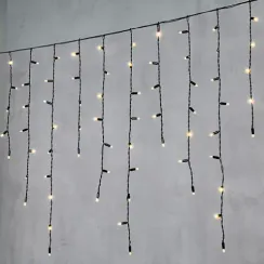 Светодиодная бахрома с колпачком 3,2*0,9 м., 180 теплых белых LED ламп, черный провод ПВХ, IP65, LTC (PIL180CAP-11-2WW)