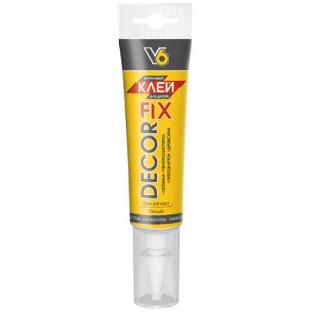 V6 Клей жидкие гвозди DECOR FIX акриловый для декора, белый туба 100г (KIM TEC)
