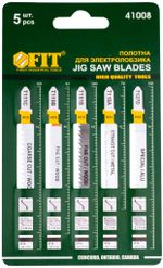 41008 Набор полотен для электро-лобзика 5 шт. (T111C; T119B; T101B; T118A; T127D) FIT