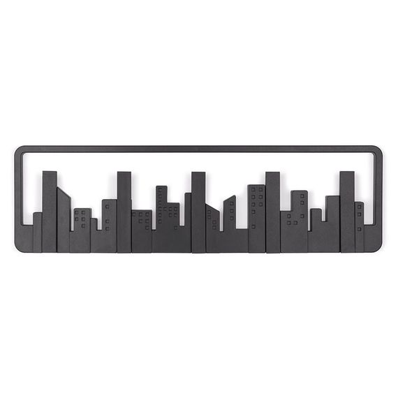 Вешалка настенная skyline, 50 см, черная, 5 крючков