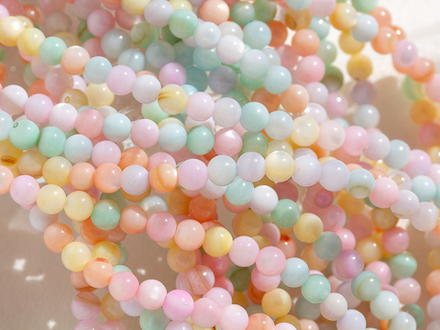 Нить бусин из перламутра микс, 3мм гладкие