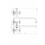 Смеситель для ванны и раковины 1/2 кер ПРОФСАН ПСМ-156-К89 "СТАНДАРТ А" эксцентрики "РУС",КРЕСТ ХРОМ