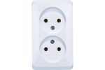 Schneider Electric ЭТЮД Белый Розетка 2-местная открытая установка без заземляющих контактов PA16-005B
