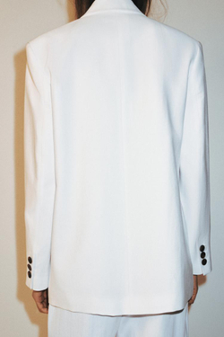 ZARA ДВУБОРТНЫЙ БЛЕЙЗЕР ОВЕРСАЙЗ С ПОДПЛЕЧНИКАМИ, БЕЛЫЙ